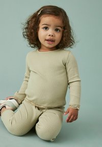 Next LONG SLEEVE LACE TRIM RIB T-SHIRT - Bluză cu mânecă lungă - green