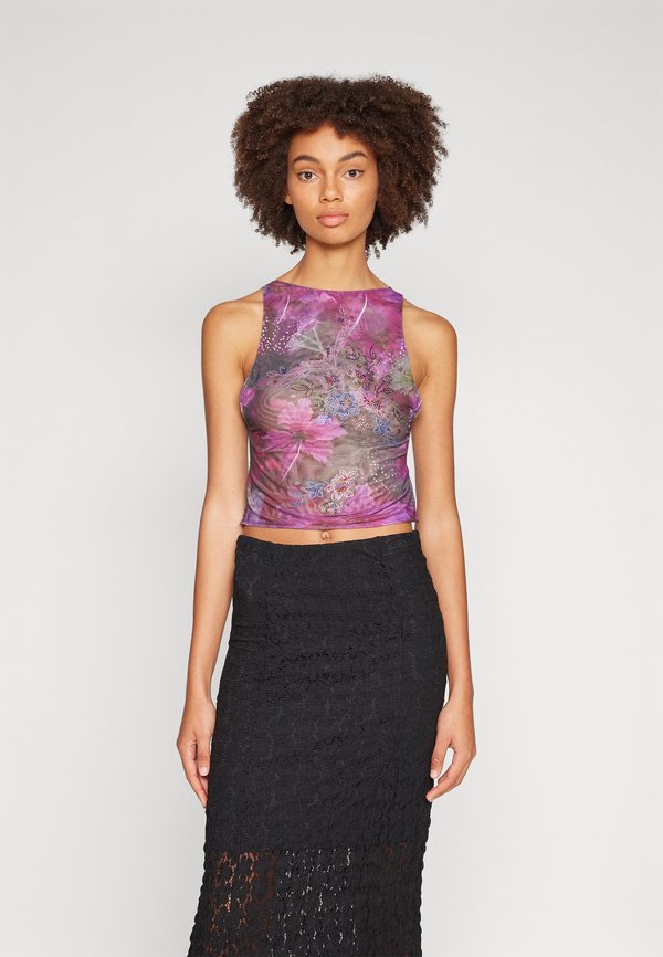 BACKLESS HOTFIX TOP - Top - purple
