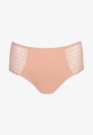 Różowe bikini dolne z gładkim przodem i koronkowymi detalami po bokach, z falbaniastym wykończeniem. Zaprojektowane z myślą o komforcie i stylu.