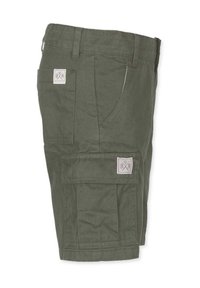 Olijfgroene cargoshorts van katoen. Kenmerken zijn verschillende zakken, een schreeflogo aan de zijkant en een recht gesneden ontwerp.