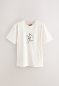 T-shirt blanc en coton à manches courtes, avec un motif cactus imprimé et le texte "Old Colorado" en gris. Silhouette classique à col rond.