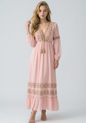 Outfitters Nation, VESTIDO LARGO BORDADO DE VISCOSA PARA MUJER - Vestido largo - rosa