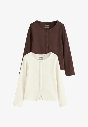 Next, LONG SLEEVE RIBBED CARDIGAN 2 PACK - Kardigán - cream brown