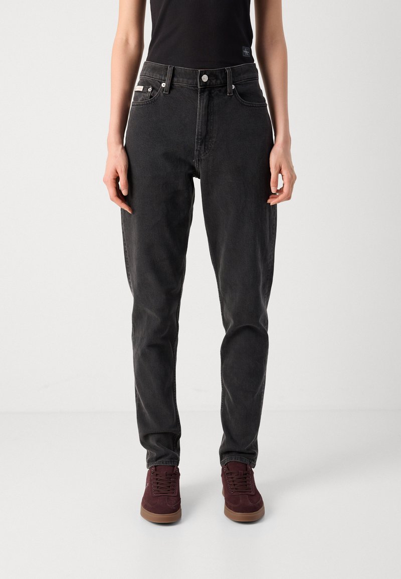 Pantalon Femme Mom Noir Avec Poches Et Ceinture Imprimée - Taille Unique, Toile Coton, Italie