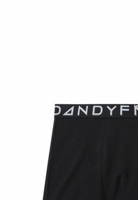 Boxer da uomo neri con morbido elastico in vita che presenta il nome del marchio "DANDYF" in lettere bianche e un motivo geometrico.