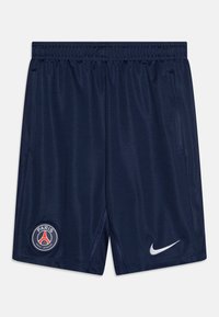 Námornícky modré atletické šortky vyrobené z ľahkého materiálu, s elastickým pásom, bočnými vreckami a vyšívaným logom Paris Saint-Germain.