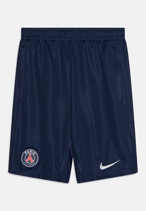 Vojaške modre športne kratke hlače iz lahkega materiala, z elastičnim pasom, stranskimi žepi in vtisnjenim logotipom Paris Saint-Germain.
