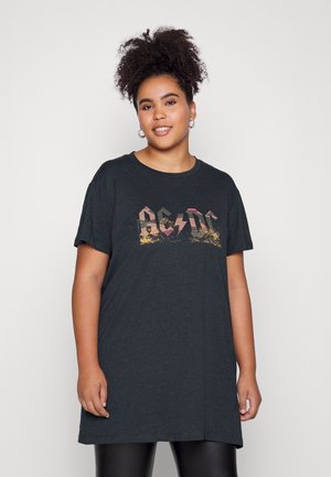 NMZODIAC ACDC LONG TOP - Print T-shirt - dark grey