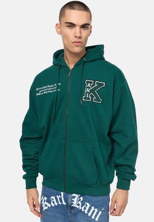 RETRO PATCH FULL ZIP HOODIE - Zip-up sweatshirt - dark green
