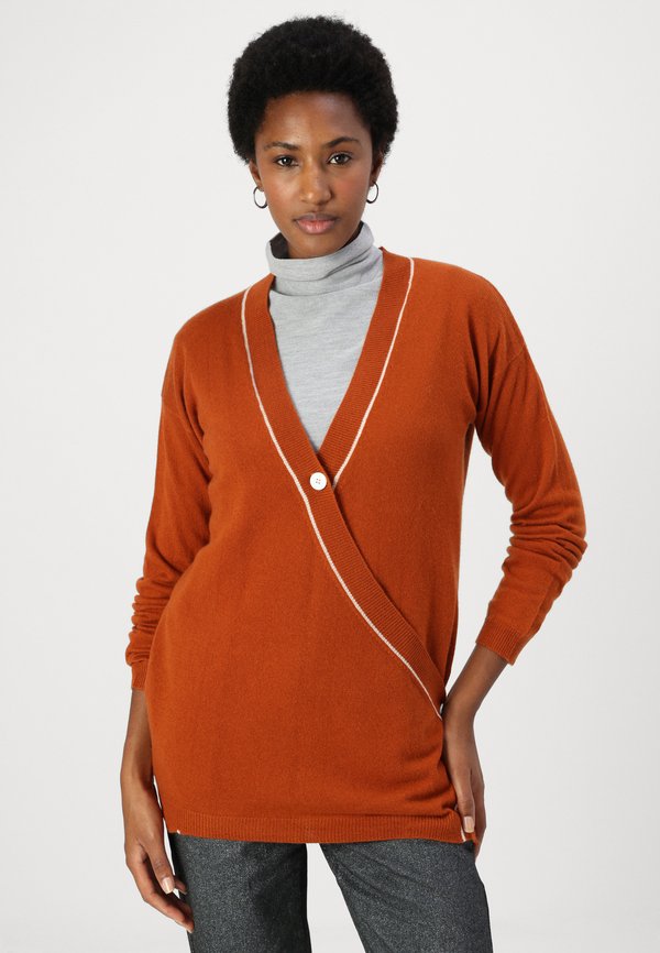 BUTTON WRAP CARDIGAN - Cardigan - orange3