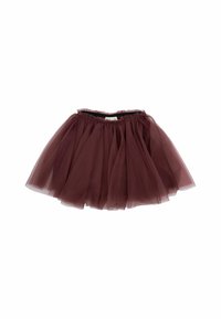 Burgundijska tilasta krila s plastevnimi, prozornimi tkaninami. Elastični pas, kratka dolžina in mehak material. Brez vidnih vzorcev ali dodatkov.