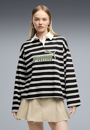 Puma, ESSENTIALS ELEVATED NO.1 LOGO OVERSIZED RUGBY POLO - Poloshirt - black-striped
