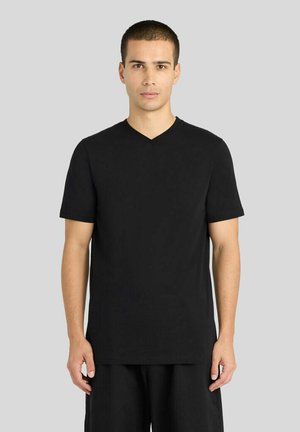 Lyle & Scott, LYLE & SCOTT SS T-SHIRTS SUPERFINE V NECK T-SHIRT - T-shirt basic - z jet black