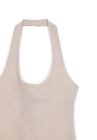 Top senza maniche color nude con scollatura ampia, caratterizzato da un design strutturato e dettagli di cucitura sottili. Realizzato in tessuto morbido.