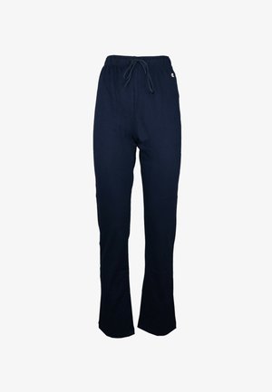 Marineblauwe sweatpants van zachte stof, met een elastische tailleband met trekkoord, en een relaxed fit met licht uitlopende benen.