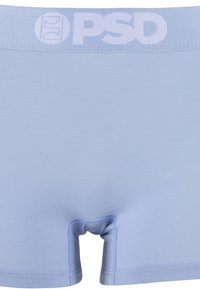 Caleçons boxers pour hommes bleu clair avec logo PSD sur la ceinture, coutures plates et tissu extensible.