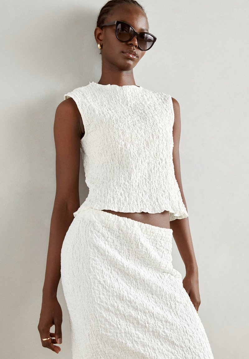 Lindex FRANKIE STRUCTURE - Top - light dusty white