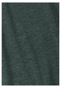 Tissu vert foncé texturé avec une apparence légèrement chinée, présentant un motif tissé doux.