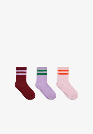 ARKET, ARKET RIB KNIT SOCKS SET OF 3 UNISEX - Chaussettes - lilac dark red