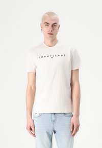 Tommy Jeans - LINEAR LOGO TEE - Paprasti marškinėliai - oat marl Miniatiūros vaizdas 1