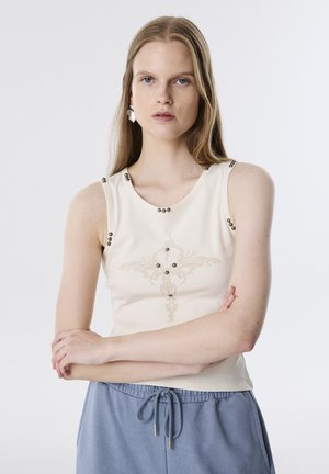 WITH METAL ACCESSORIES - Top - ecru