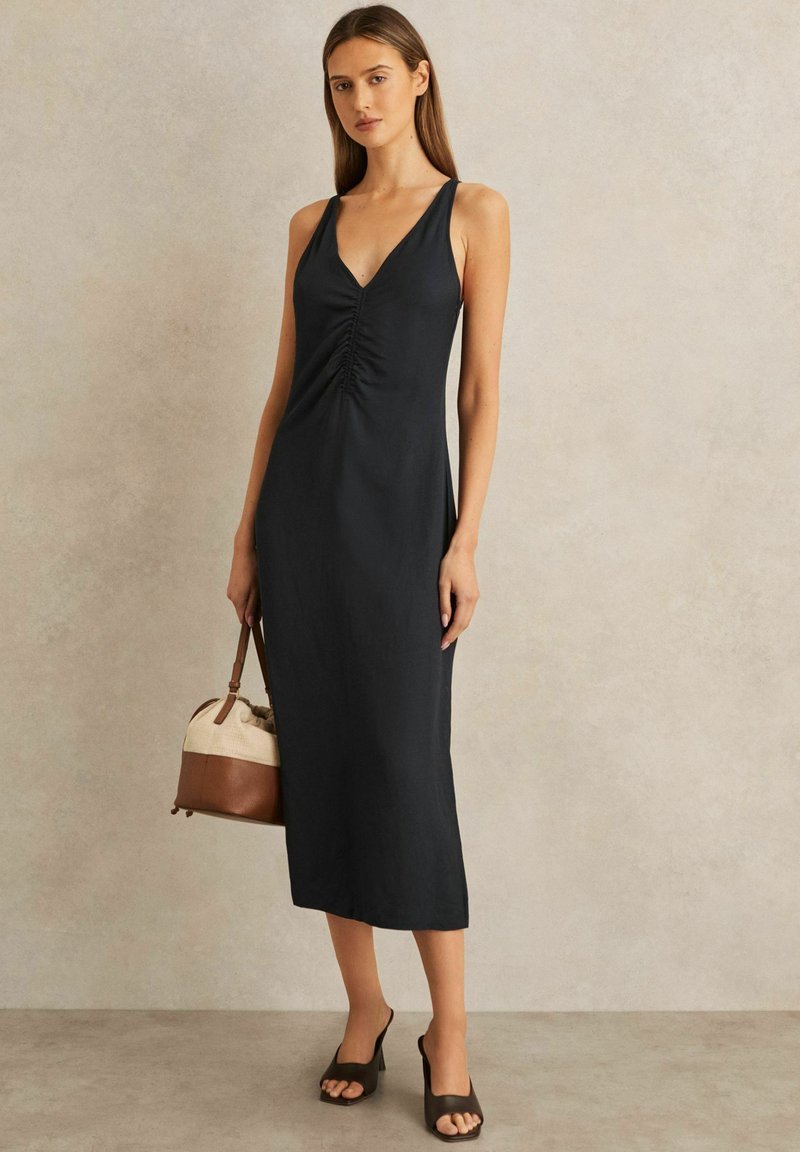 Reiss PARI RUCHED SLEEVELESS MIDI - Denní šaty - navy