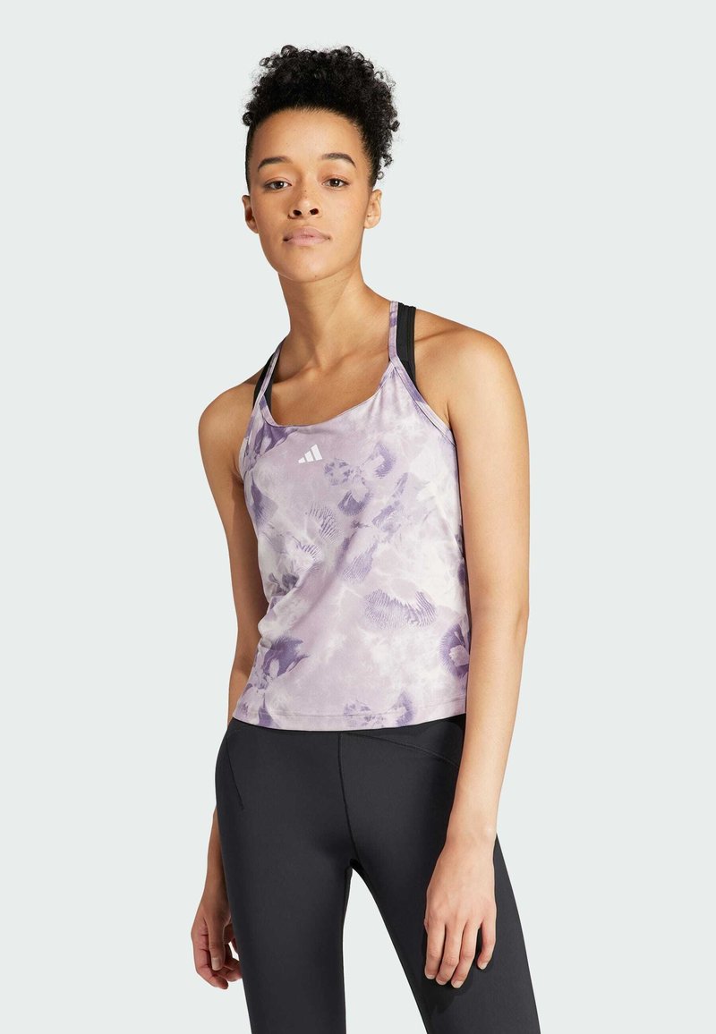 adidas Performance TRAIN ESSENTIALS ALL OVER PRINT FLOWER TANK - Débardeur - putty mauve/preloved fig