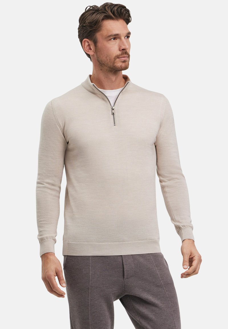 FALKE BASIC NEW MERINO HALFZIP - Maglione - beige mel
