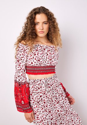 SARASA FLORAL CROPPED MILKMAID - Bluse - white red