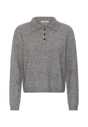 Love Copenhagen, LCMISSA LONG SLEEVE KNIT POLO - Polo shirt - dark grey melange
