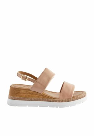 FOREVER COMFORTÂ® LEATHER SPORT BLING WEDGES - Wedge sandals - nude