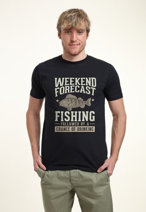 Henry Tiger DUKE SONS FISHING FORECAST - T-shirt con stampa - navy blue