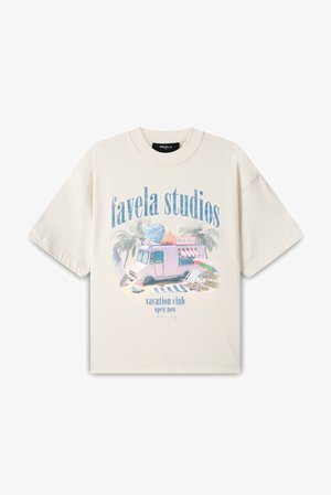 VACATION CLUB UNISEX - Nyomott mintás póló - vanilla