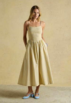 Tom Joule, STEPHANIE SMOCKED MIDI SUMMER DRESS - Day dress - yellow striped
