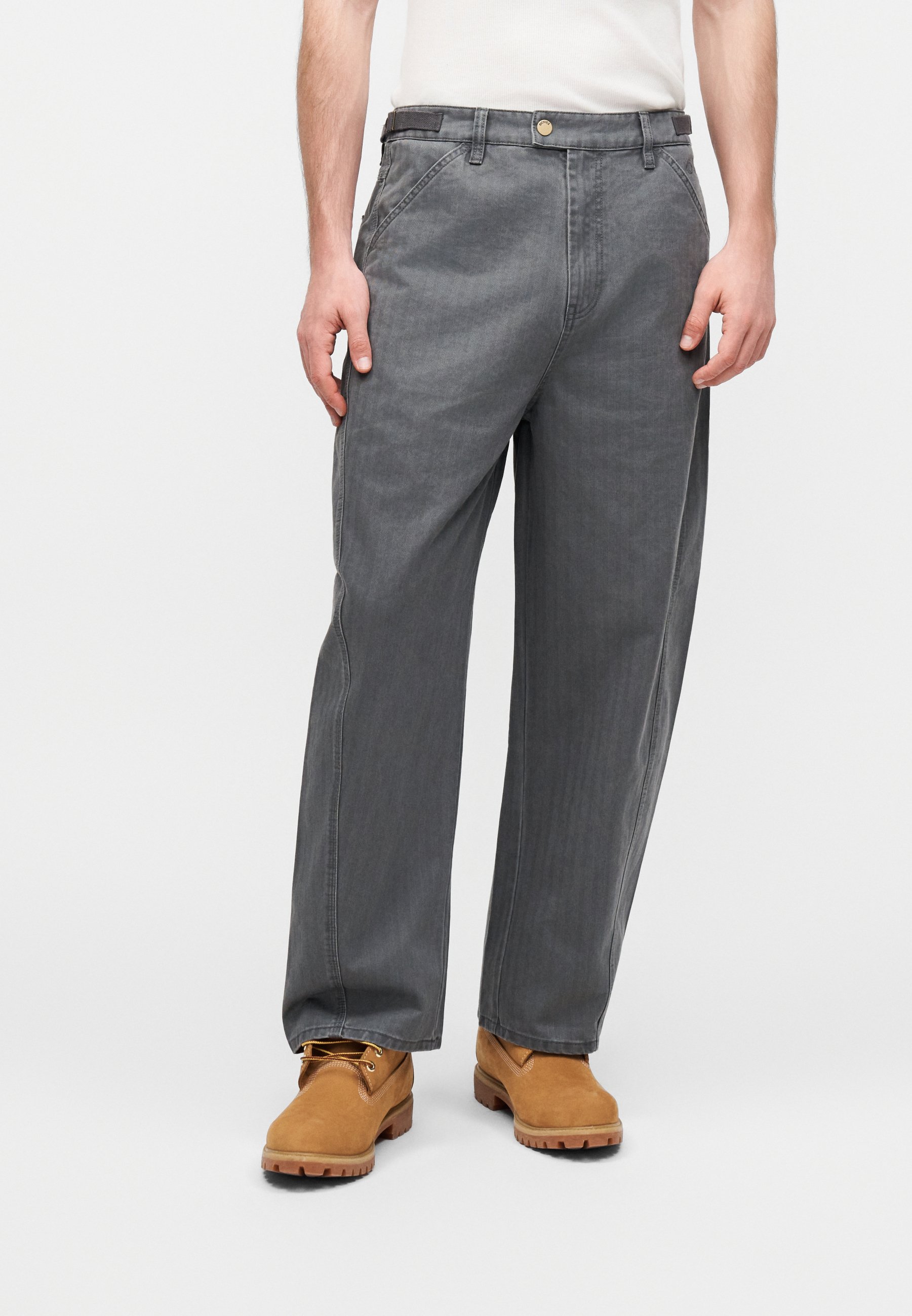 Dickies HERRINGBONE BARREL WORK PANTS - Relaxed fit jeans - slate