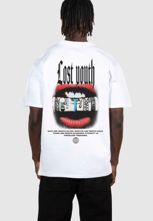 LOST YOUTH MÄNNER LY  TEE ''DOLLAR'' - Camiseta estampada - white