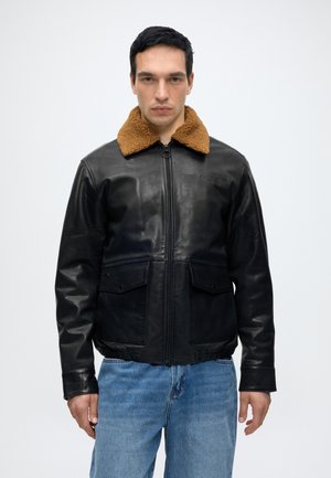 Scotch & Soda, LEATHER SHERPA LINED JACKET - Кожено яке - meteorite