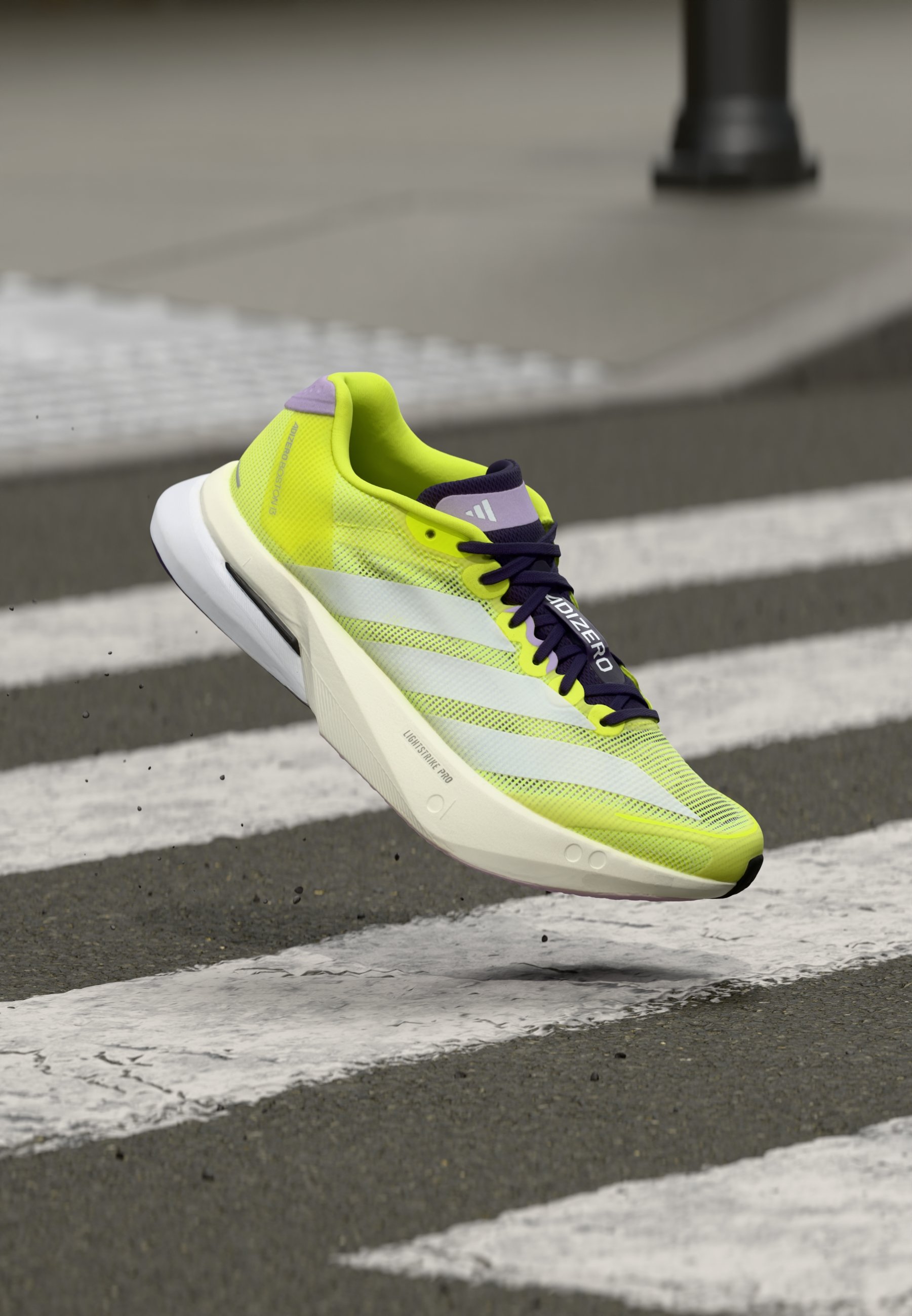 adidas Performance ADIZERO BOSTON 13 - Road running shoes - solar yellow/ footwear white/powder plum/yellow - Zalando.ie