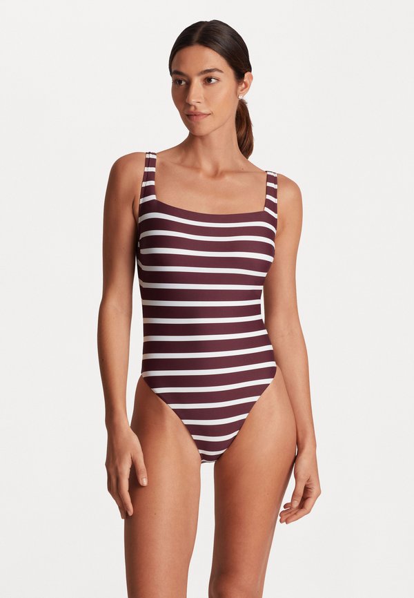 LOW BACK SQUARE NECK 1PC - Swimsuit - claret