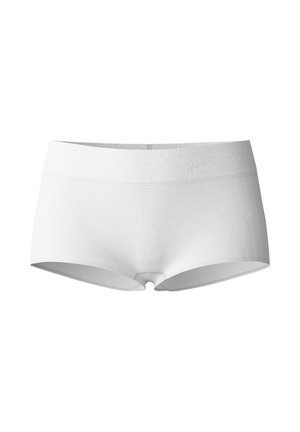 Witte katoenen hipsteronderbroeken met een gladde textuur, elastische tailleband en een eenvoudig, naadloos ontwerp. Geen patronen of zichtbare hardware.