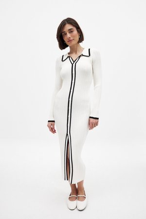 NA-KD CONTRAST BUTTON MIDI - Maxikjoler - white