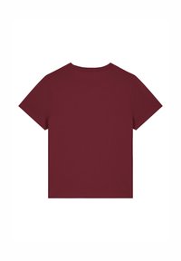 Bordeaux-farbenes T-Shirt mit kurzen Ärmeln und klassischem Rundhalsausschnitt. Hergestellt aus weichem Stoff, mit schlichtem Design ohne Grafiken oder Verzierungen.