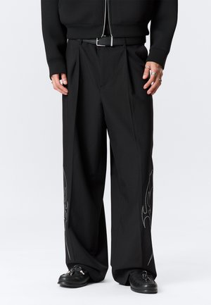 SUITED EMBROIDERY TROUSERS - Pantalon classique - black