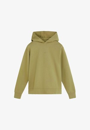 Kapuzensweatshirt in Olivgrün. Aus weichem Stoff gefertigt, mit einem lockeren Schnitt, gerippten Bündchen und einem minimalistischen Logo auf der Brust.
