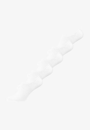White ankle socks made of lightweight fabric, featuring a low-cut design and smooth texture, stacked in a row.