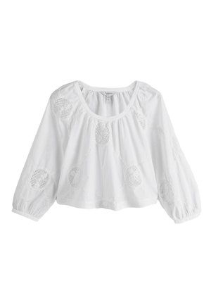 Next, REGULAR FIT - CROCHET INSERT LONG SLEEVE BARDOT TOP . - Bluse - white