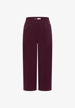 Leveälahkeiset lyhyet housut tummanviininpunaisina, joustavalla vyötärönauhalla ja hillityllä sivulla olevalla logoyksityiskohdalla.