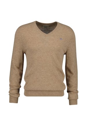 EXTRAFINE V-NECK - Strickpullover - braun meliert