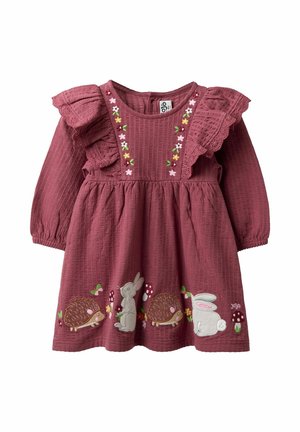REGULAR FIT - PRETTY APPLIQUÉ FRILL - Jerseyklänning - dusky purple woodland friends