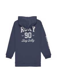 Námořnická mikina s kapucí s texturovanou grafikou "ROXY 90" a textem "Stay Salty" na zádech, s bílým potiskem na jednom rukávu.